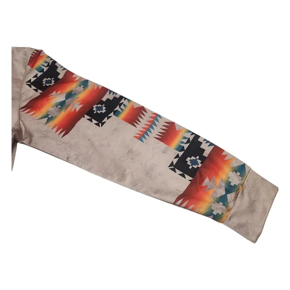 NWOT Men's Southwestern Aztec Native Tribal Geometric Distressed Hoodie Size XXL - Picture 6 of 14